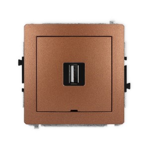 Karlik Deco Brązowy Metalik Mechanizm Gniazda Pojedynczego Usb A-A 2.0, Bez Pola Opisowego 9Dgusbbo-1