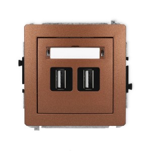 Karlik Deco Brązowy Metalik Mechanizm Gniazda Podwójnego 2Xusb A-A 2.0 9Dgusb-2
