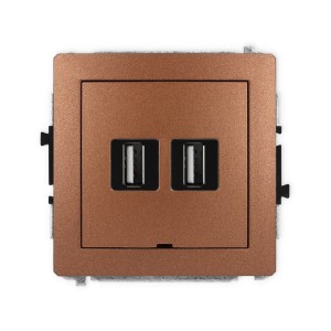 Karlik Deco Brązowy Metalik Mechanizm Gniazda Podwójnego 2Xusb A-A 2.0, Bez Pola Opisowego 9Dgusbbo-2