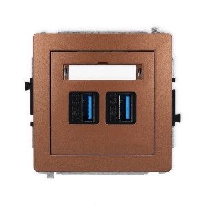 Karlik Deco Brązowy Metalik Mechanizm Gniazda Podwójnego 2Xusb A-A 3.0 9Dgusb-6