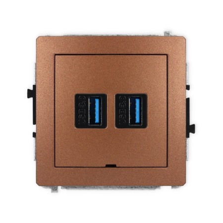 Karlik Deco Brązowy Metalik Mechanizm Gniazda Podwójnego 2Xusb A-A 3.0, Bez Pola Opisowego 9Dgusbbo-6