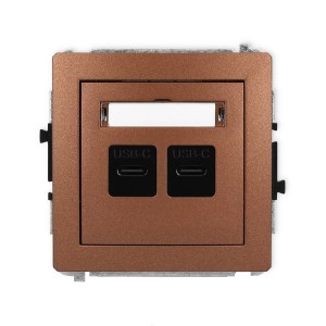 Karlik Deco Brązowy Metalik Mechanizm Gniazda Podwójnego 2Xusb C-C 9Dgusb-8