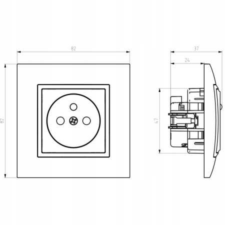 Gniazdo Pojedyncze Czarny Kontakt Elektryczny Ospel Aria