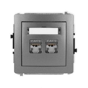 Karlik Deco Grafitowy Mechanizm Gniazda Komputerowego Podwójnego 2Xrj45, Kat. 6, Ekranowany, 8-Stykowy 11Dgk-6