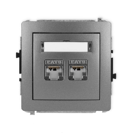 Karlik Deco Grafitowy Mechanizm Gniazda Komputerowego Podwójnego 2Xrj45, Kat. 6, Ekranowany, 8-Stykowy 11Dgk-6