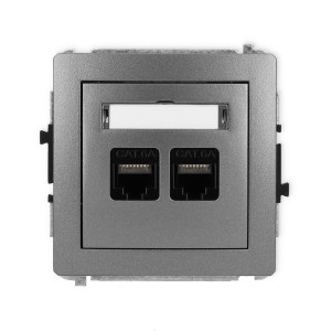 Karlik Deco Grafitowy Mechanizm Gniazda Komputerowego Podwójnego 2Xrj45, Kat. 6A, 8-Stykowy 11Dgk-8