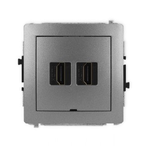 Karlik Deco Grafitowy Mechanizm Gniazda Podwójnego Hdmi 2.0, Bez Pola Opisowego 11Dhdmibo-4