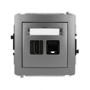 Karlik Deco Grafitowy Mechanizm Gniazda Pojedynczego Hdmi 2.0 + Gniazda Komp. Poj. 1Xrj45, Kat. 5E, 8-Stykowy 11Dghk