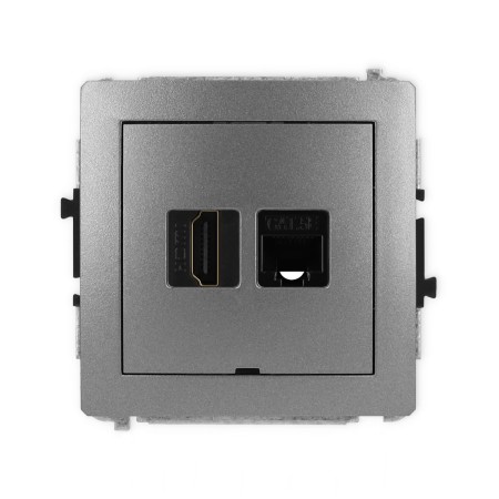 Karlik Deco Grafitowy Mechanizm Gniazda Pojedynczego Hdmi 2.0 + Gniazda Komp. Poj. 1Xrj45, Kat. 5E, 8-Stykowy, Bez Pola Opisowego 11Dghkbo