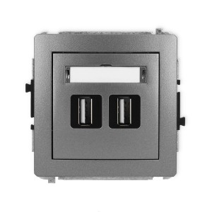 Karlik Deco Grafitowy Mechanizm Gniazda Podwójnego 2Xusb A-A 2.0 11Dgusb-2