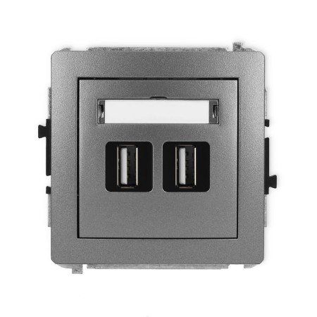 Karlik Deco Grafitowy Mechanizm Gniazda Podwójnego 2Xusb A-A 2.0 11Dgusb-2
