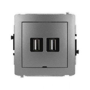 Karlik Deco Grafitowy Mechanizm Gniazda Podwójnego 2Xusb A-A 2.0, Bez Pola Opisowego 11Dgusbbo-2