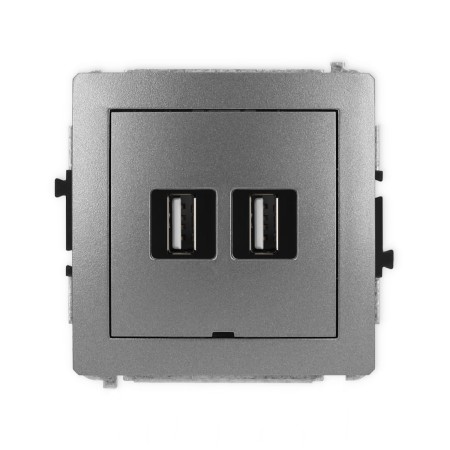 Karlik Deco Grafitowy Mechanizm Gniazda Podwójnego 2Xusb A-A 2.0, Bez Pola Opisowego 11Dgusbbo-2