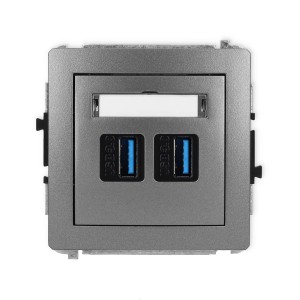 Karlik Deco Grafitowy Mechanizm Gniazda Podwójnego 2Xusb A-A 3.0 11Dgusb-6