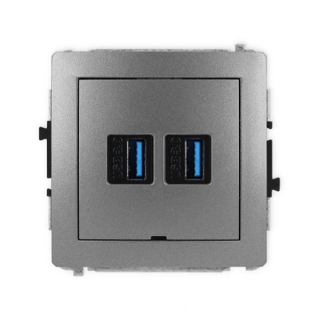 Karlik Deco Grafitowy Mechanizm Gniazda Podwójnego 2Xusb A-A 3.0, Bez Pola Opisowego 11Dgusbbo-6