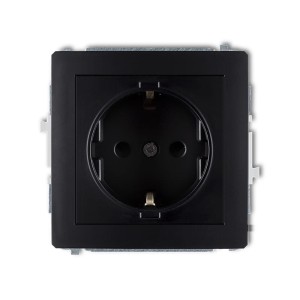 Karlik Deco Czarny Mat Mechanizm Gniazda Pojedynczego Z Uziemieniem Schuko 2P+Z (Przesłony Torów Prądowych) 12Dgp-1Sp