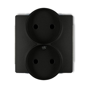 Karlik Deco Czarny Mat Mechanizm Gniazda Podwójnego Do Ramki Bez Uziemienia 2X2P (Przesłony Torów Prądowych) 12Dgpr-2P