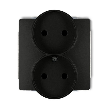 Karlik Deco Czarny Mat Mechanizm Gniazda Podwójnego Do Ramki Deco Soft Bez Uziemienia 2X2P (Przesłony Torów Prądowych) 12Dgprso-2P