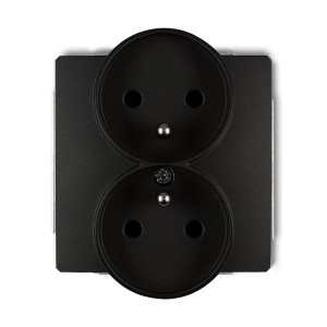 Karlik Deco Czarny Mat Mechanizm Gniazda Podwójnego Do Ramki Z Uziemieniem 2X(2P+Z) (Przesłony Torów Prądowych) 12Dgpr-2Zp