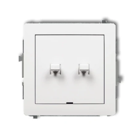 Karlik Deco Biały Mechanizm Włącznika Jednobiegunowego Ze Schodowym W Stylu Amerykańskim (Dwa Klawisze Bez Piktogramów, Wspólne Zasilanie) Dwpus-10.11