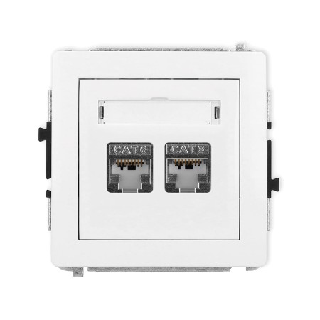 Karlik Deco Biały Mechanizm Gniazda Komputerowego Podwójnego 2Xrj45, Kat. 6, Ekranowany, 8-Stykowy Dgk-6