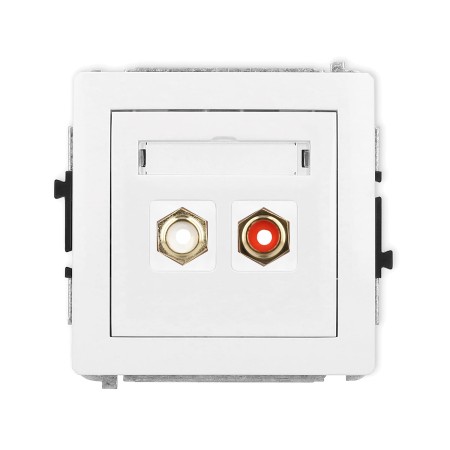 Karlik Deco Biały Mechanizm Gniazda Podwójnego Rca (Typu Cinch - Biały I Czerwony, Pozłacany) Dgrca-2