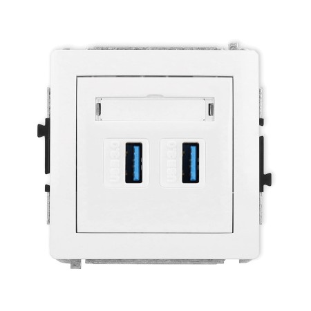 Karlik Deco Biały Mechanizm Gniazda Podwójnego 2Xusb A-A 3.0 Dgusb-6