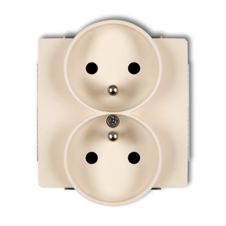Karlik Deco Beżowy Mechanizm Gniazda Podwójnego Do Ramki Deco Soft Z Uziemieniem 2X(2P+Z) (Przesłony Torów Prądowych) 1Dgprso-2Zp
