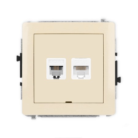 Karlik Deco Beżowy Mechanizm Gniazda Telefonicznego Pojedynczego 1Xrj11 + Komputerowego Pojedynczego 1Xrj45, Kat. 5E, 8-Stykowy, Beznarzędziowe, Bez Pola Opisowego 1Dgtkbo