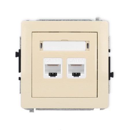 Karlik Deco Beżowy Mechanizm Gniazda Komputerowego Podwójnego 2Xrj45, Kat. 6A, 8-Stykowy 1Dgk-8