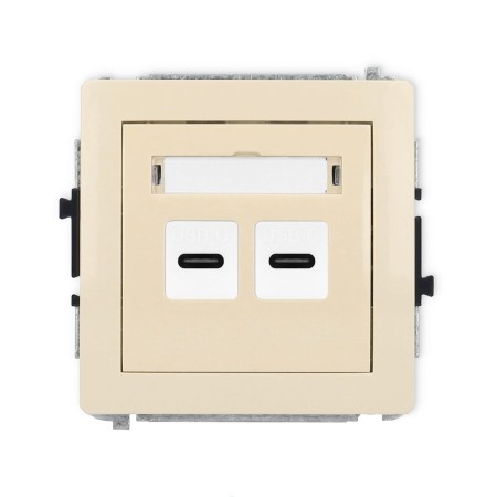 Karlik Deco Beżowy Mechanizm Gniazda Podwójnego 2Xusb C-C 1Dgusb-8