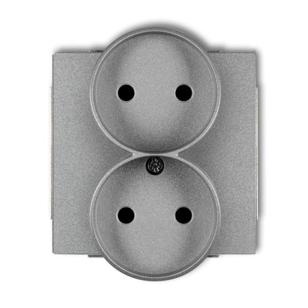 Karlik Deco Srebrny Metalik Mechanizm Gniazda Podwójnego Do Ramki Bez Uziemienia 2X2P (Przesłony Torów Prądowych) 7Dgpr-2P