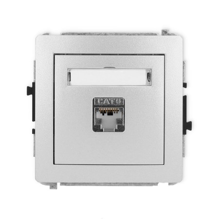 Karlik Deco Srebrny Metalik Mechanizm Gniazda Komputerowego Pojedynczego 1Xrj45, Kat. 6, Ekranowany, 8-Stykowy 7Dgk-5