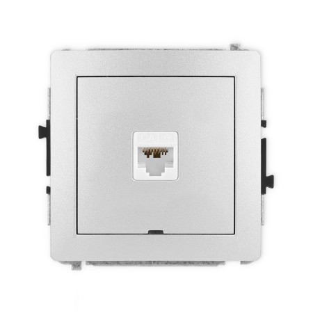 Karlik Deco Srebrny Metalik Mechanizm Gniazda Komputerowego Pojedynczego 1Xrj45, Kat. 6A, 8-Stykowy, Bez Pola Opisowego 7Dgkbo-7