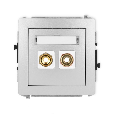 Karlik Deco Srebrny Metalik Mechanizm Gniazda Głośnikowego Pojedynczego (Typu Banan - Czerwony I Czarny, Pozłacany, 4 Mm2, Skręcany) 7Dgg-4