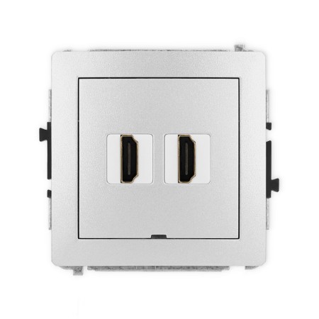 Karlik Deco Srebrny Metalik Mechanizm Gniazda Podwójnego Hdmi 2.0, Bez Pola Opisowego 7Dhdmibo-4