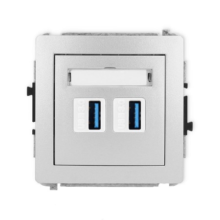 Karlik Deco Srebrny Metalik Mechanizm Gniazda Podwójnego 2Xusb A-A 3.0 7Dgusb-6