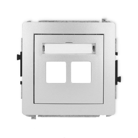 Karlik Deco Srebrny Metalik Mechanizm Gniazda Multimedialnego Podwójnego Bez Modułu (Standard Keystone) 7Dgm-2P