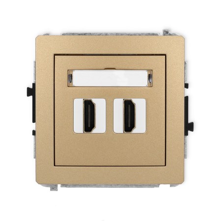Karlik Deco Złoty Metalik Mechanizm Gniazda Podwójnego Hdmi 2.0 8Dhdmi-4