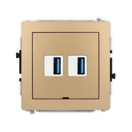 Karlik Deco Złoty Metalik Mechanizm Gniazda Podwójnego 2Xusb A-A 3.0, Bez Pola Opisowego 8Dgusbbo-6