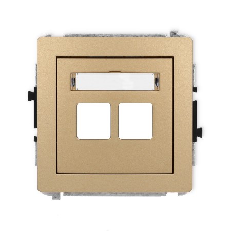 Karlik Deco Złoty Metalik Mechanizm Gniazda Multimedialnego Podwójnego Bez Modułu (Standard Keystone) 8Dgm-2P