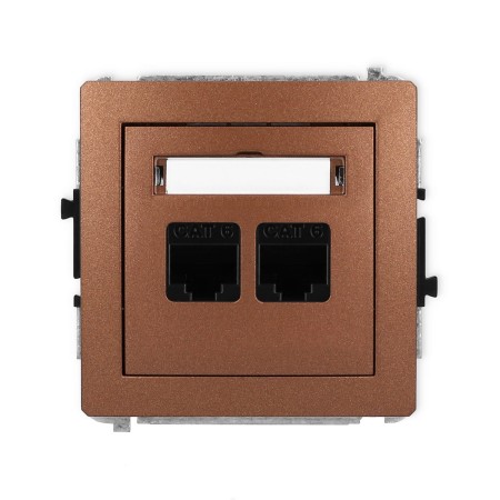 Karlik Deco Brązowy Metalik Mechanizm Gniazda Komputerowego Podwójnego 2Xrj45, Kat. 6, 8-Stykowy 9Dgk-4
