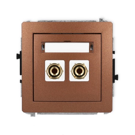 Karlik Deco Brązowy Metalik Mechanizm Gniazda Głośnikowego Pojedynczego (Typu Banan - Czerwony I Czarny, Pozłacany, 4 Mm2, Do Lutowania) 9Dgg-3