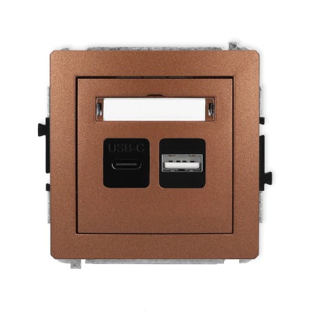 Karlik Deco Brązowy Metalik Mechanizm Ładowarki Usb Podwójnej Usb C + Usb A, 20W Max. 9Dcusb-8