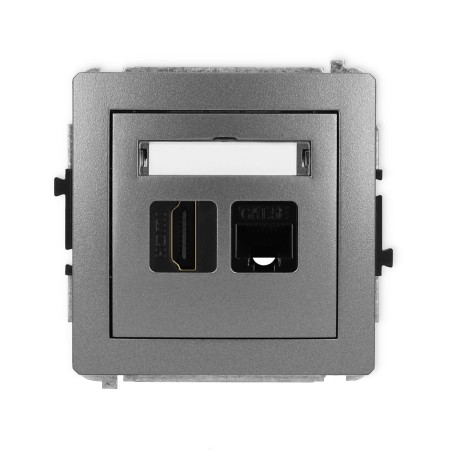Karlik Deco Grafitowy Mechanizm Gniazda Pojedynczego Hdmi 2.0 + Gniazda Komp. Poj. 1Xrj45, Kat. 5E, 8-Stykowy 11Dghk