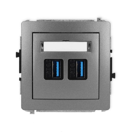 Karlik Deco Grafitowy Mechanizm Gniazda Podwójnego 2Xusb A-A 3.0 11Dgusb-6
