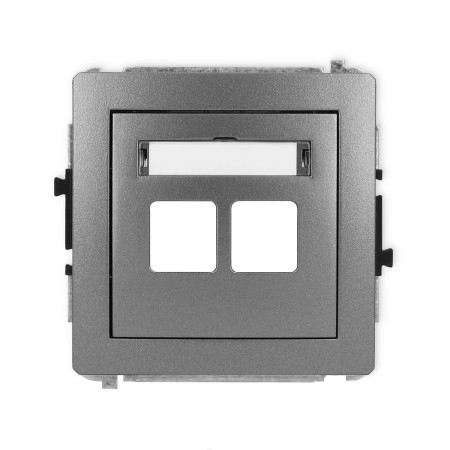 Karlik Deco Grafitowy Mechanizm Gniazda Multimedialnego Podwójnego Bez Modułu (Standard Keystone) 11Dgm-2P
