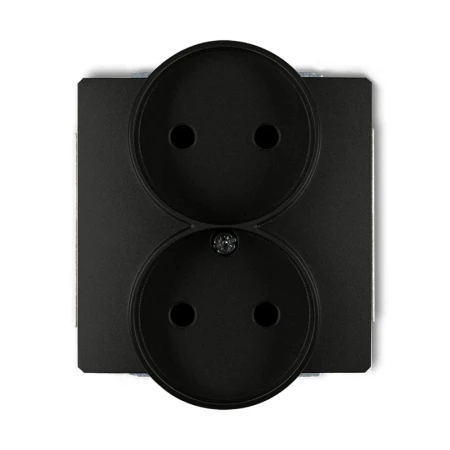 Karlik Deco Czarny Mat Mechanizm Gniazda Podwójnego Do Ramki Deco Soft Bez Uziemienia 2X2P (Przesłony Torów Prądowych) 12Dgprso-2P
