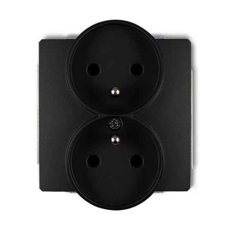 Karlik Deco Czarny Mat Mechanizm Gniazda Podwójnego Do Ramki Z Uziemieniem 2X(2P+Z) (Przesłony Torów Prądowych) 12Dgpr-2Zp