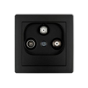Karlik Deco Czarny Mat Mechanizm Gniazda Abonenckiego 2 Wyjścia Sat + Tv 12Dgsn